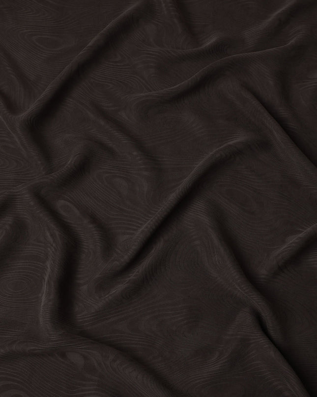 Deep Brown Textured Sustainable Cupro Fabric made of Bemberg with Elegant Woodgrain Pattern and Silky Matte Finish, 140 Cms Width, Made in China-D25895