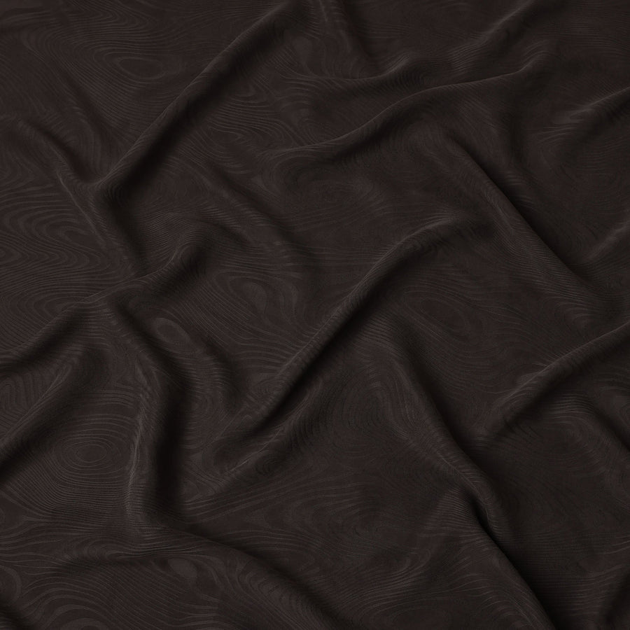 Deep Brown Textured Sustainable Cupro Fabric made of Bemberg with Elegant Woodgrain Pattern and Silky Matte Finish, 140 Cms Width, Made in China-D25895