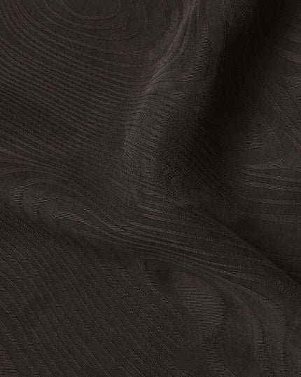Deep Brown Textured Sustainable Cupro Fabric made of Bemberg with Elegant Woodgrain Pattern and Silky Matte Finish, 140 Cms Width, Made in China-D25895