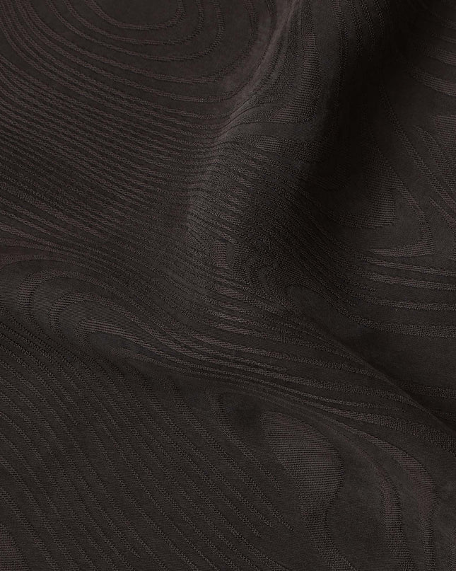 Deep Brown Textured Sustainable Cupro Fabric made of Bemberg with Elegant Woodgrain Pattern and Silky Matte Finish, 140 Cms Width, Made in China-D25895