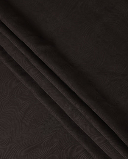 Deep Brown Textured Sustainable Cupro Fabric made of Bemberg with Elegant Woodgrain Pattern and Silky Matte Finish, 140 Cms Width, Made in China-D25895
