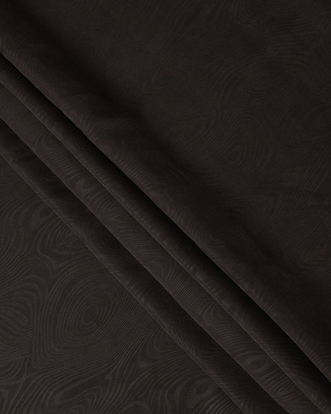 Deep Brown Textured Sustainable Cupro Fabric made of Bemberg with Elegant Woodgrain Pattern and Silky Matte Finish, 140 Cms Width, Made in China-D25895