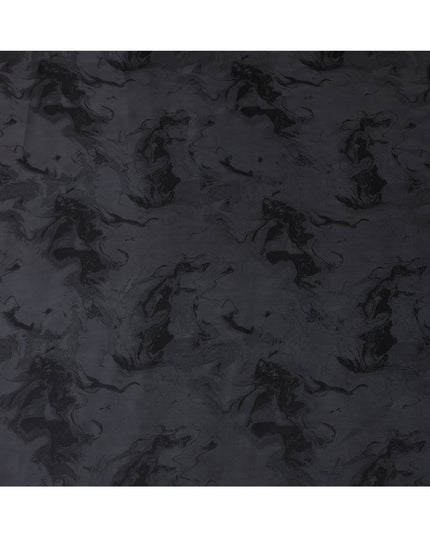 Jet Black Textured Sustainable Cupro Fabric made of Bemberg with Elegant Marble Pattern and Silky Luxe Finish, 140 Cms Width, Made in China-D25897
