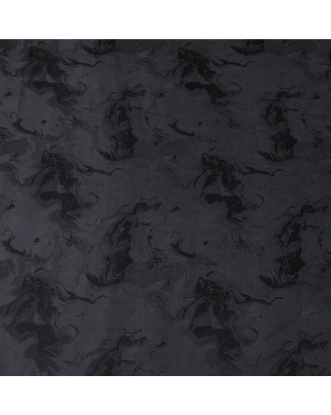 Jet Black Textured Sustainable Cupro Fabric made of Bemberg with Elegant Marble Pattern and Silky Luxe Finish, 140 Cms Width, Made in China-D25897