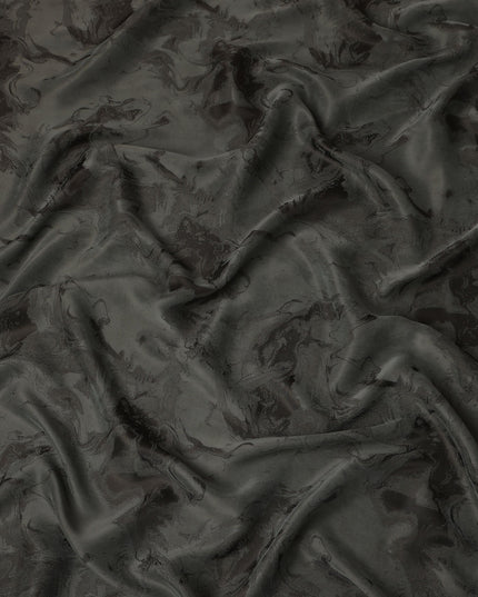 Olive Green Textured Sustainable Cupro Fabric made of Bemberg with Subtle Marble Effect and Smooth Lustrous Finish, 140 Cms Width, Made in China-D25898