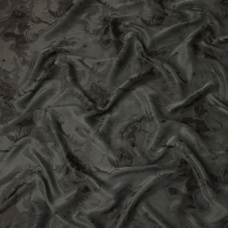 Olive Green Textured Sustainable Cupro Fabric made of Bemberg with Subtle Marble Effect and Smooth Lustrous Finish, 140 Cms Width, Made in China-D25898