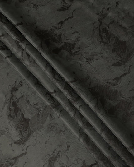 Olive Green Textured Sustainable Cupro Fabric made of Bemberg with Subtle Marble Effect and Smooth Lustrous Finish, 140 Cms Width, Made in China-D25898