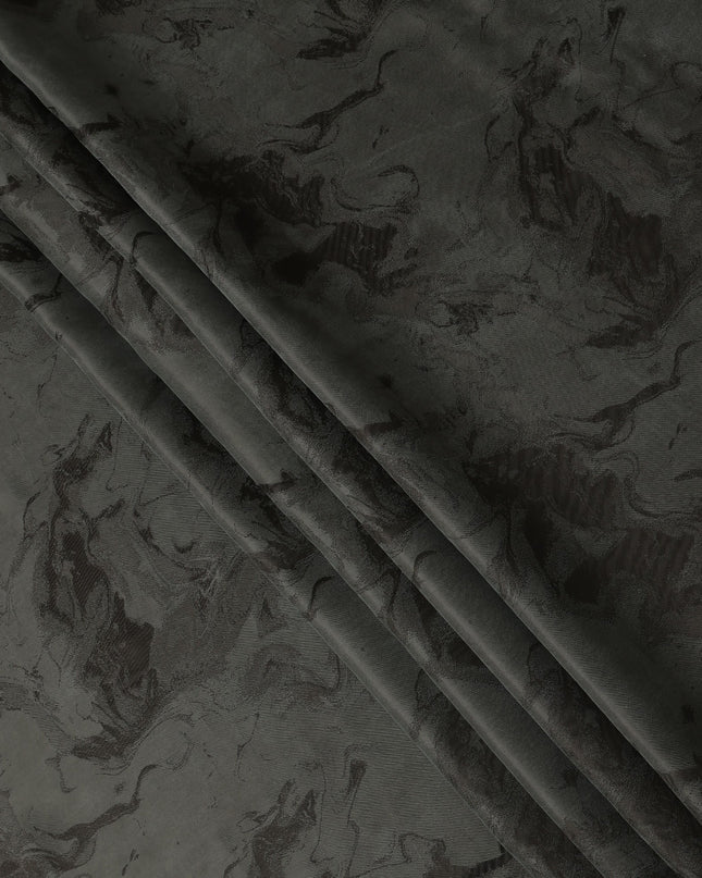 Olive Green Textured Sustainable Cupro Fabric made of Bemberg with Subtle Marble Effect and Smooth Lustrous Finish, 140 Cms Width, Made in China-D25898