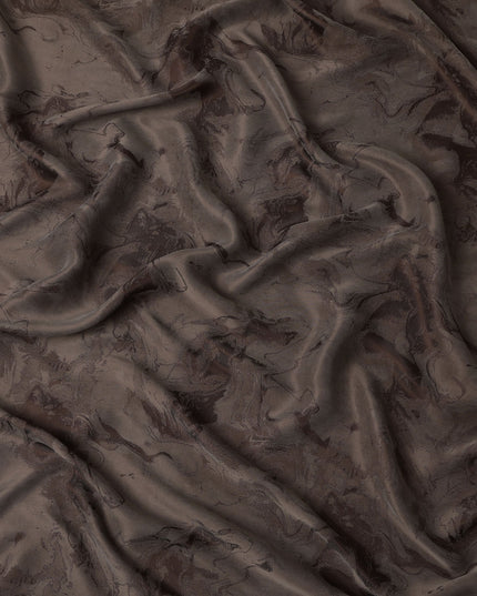 Chocolate Brown Textured Sustainable Cupro Fabric made of Bemberg with Subtle Marble Effect Finish, 140 Cms Width, Made in China-D25891