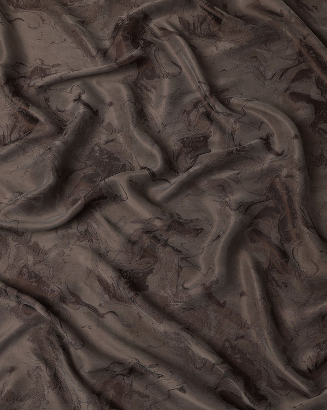 Chocolate Brown Textured Sustainable Cupro Fabric made of Bemberg with Subtle Marble Effect Finish, 140 Cms Width, Made in China-D25891