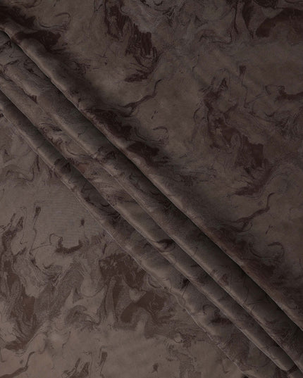 Chocolate Brown Textured Sustainable Cupro Fabric made of Bemberg with Subtle Marble Effect Finish, 140 Cms Width, Made in China-D25891