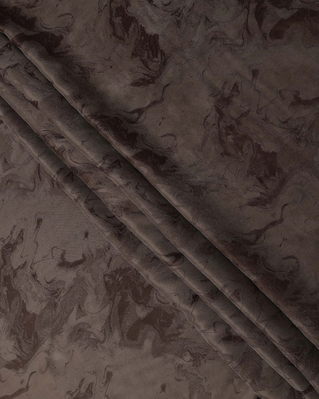 Chocolate Brown Textured Sustainable Cupro Fabric made of Bemberg with Subtle Marble Effect Finish, 140 Cms Width, Made in China-D25891