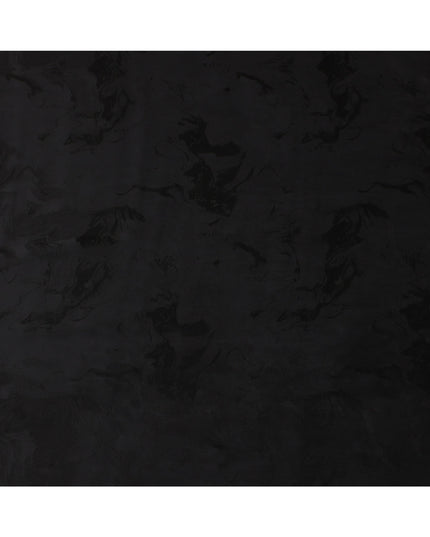 Jet Black Textured Sustainable Cupro Fabric made of Bemberg with Subtle Marble Effect and Silky Finish, 140 Cms Width, Made in China-D25892