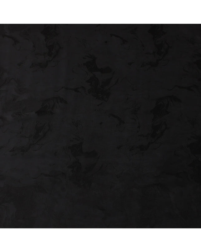 Jet Black Textured Sustainable Cupro Fabric made of Bemberg with Subtle Marble Effect and Silky Finish, 140 Cms Width, Made in China-D25892