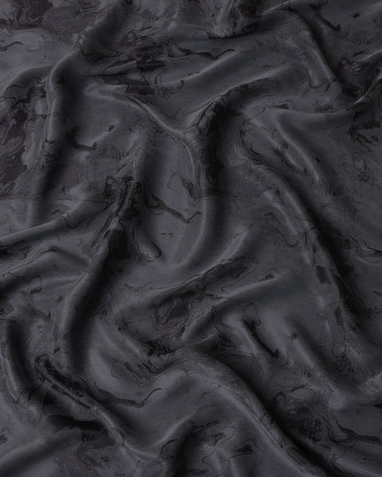 Charcoal Grey Textured Sustainable Cupro Fabric made of Bemberg with Subtle Marble Effect and Silky Sheen, 140 Cms Width, Made in China-D25894