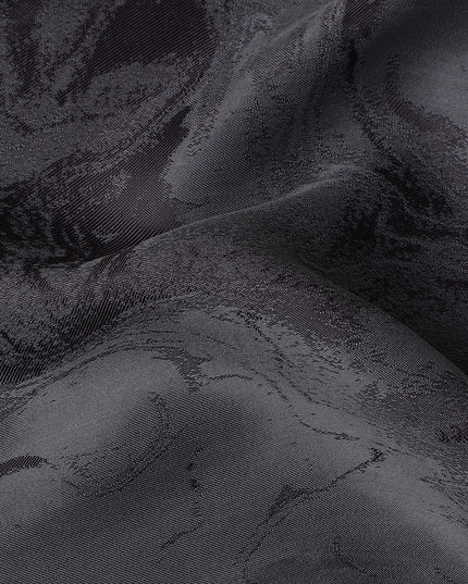 Charcoal Grey Textured Sustainable Cupro Fabric made of Bemberg with Subtle Marble Effect and Silky Sheen, 140 Cms Width, Made in China-D25894