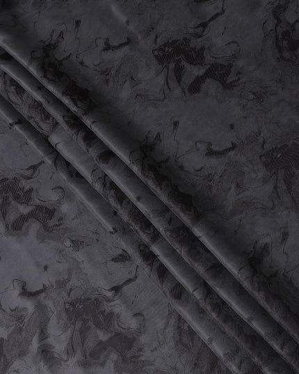 Charcoal Grey Textured Sustainable Cupro Fabric made of Bemberg with Subtle Marble Effect and Silky Sheen, 140 Cms Width, Made in China-D25894