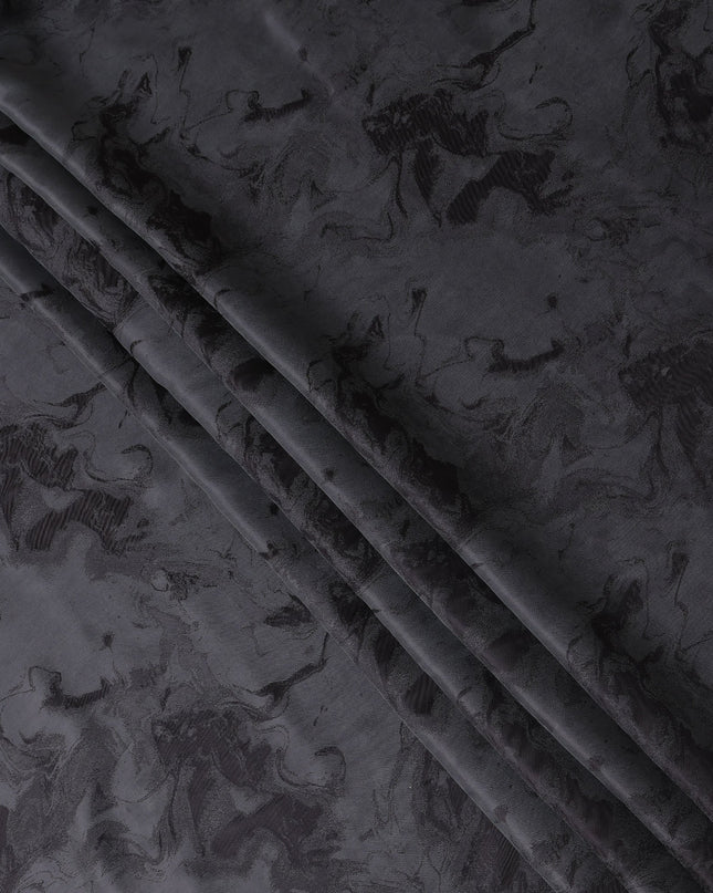 Charcoal Grey Textured Sustainable Cupro Fabric made of Bemberg with Subtle Marble Effect and Silky Sheen, 140 Cms Width, Made in China-D25894