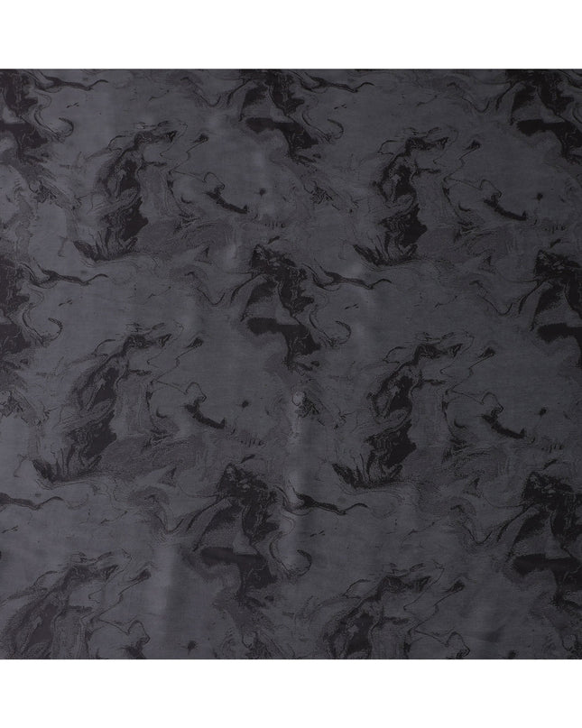 Charcoal Grey Textured Sustainable Cupro Fabric made of Bemberg with Subtle Marble Effect and Silky Sheen, 140 Cms Width, Made in China-D25894