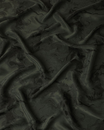 Dark Green Textured Sustainable Cupro Fabric made of Bemberg with Elegant Marble Finish and Soft Silky Touch, 140 Cms Width, Made in China-D25899