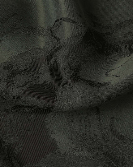 Dark Green Textured Sustainable Cupro Fabric made of Bemberg with Elegant Marble Finish and Soft Silky Touch, 140 Cms Width, Made in China-D25899