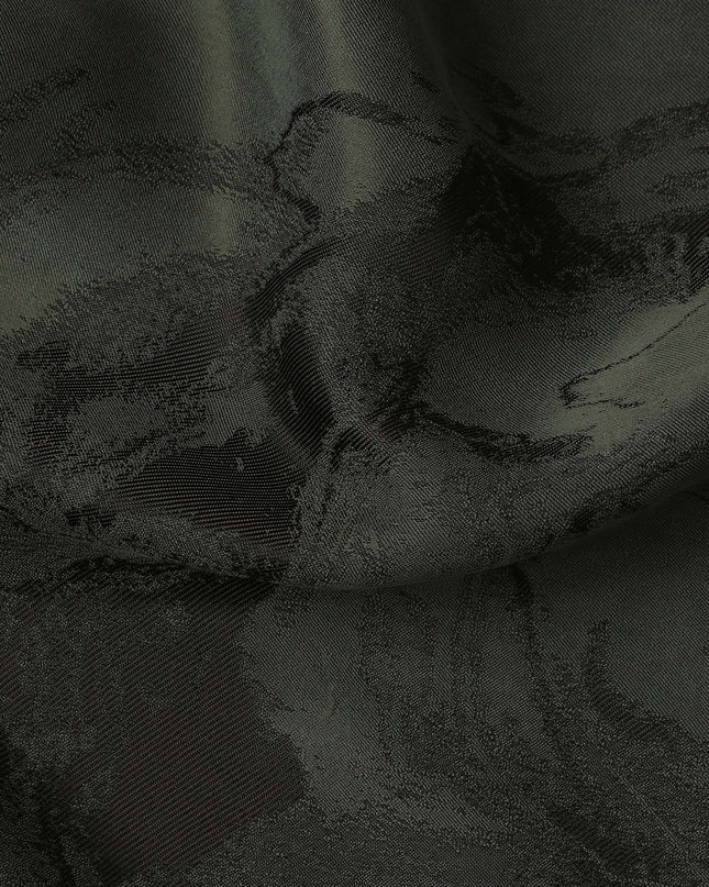 Dark Green Textured Sustainable Cupro Fabric made of Bemberg with Elegant Marble Finish and Soft Silky Touch, 140 Cms Width, Made in China-D25899