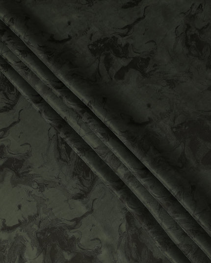 Dark Green Textured Sustainable Cupro Fabric made of Bemberg with Elegant Marble Finish and Soft Silky Touch, 140 Cms Width, Made in China-D25899