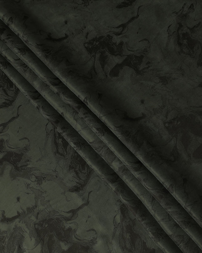 Dark Green Textured Sustainable Cupro Fabric made of Bemberg with Elegant Marble Finish and Soft Silky Touch, 140 Cms Width, Made in China-D25899