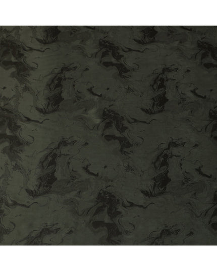 Dark Green Textured Sustainable Cupro Fabric made of Bemberg with Elegant Marble Finish and Soft Silky Touch, 140 Cms Width, Made in China-D25899