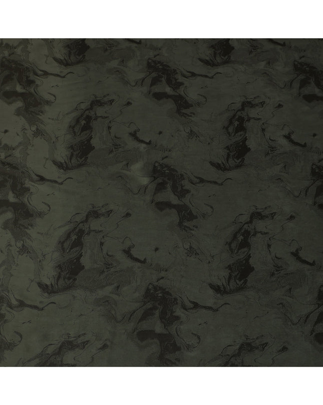 Dark Green Textured Sustainable Cupro Fabric made of Bemberg with Elegant Marble Finish and Soft Silky Touch, 140 Cms Width, Made in China-D25899