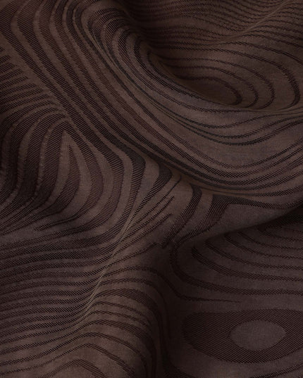 Chocolate Brown Textured Sustainable Cupro Fabric made of Bemberg with Striking Woodgrain Pattern and Silky Smooth Finish, 140 Cms Width, Made in China-D25896