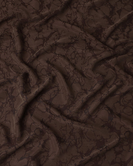 Chocolate Brown Textured Sustainable Cupro Fabric made of Bemberg with Artistic Marble Design and Smooth Silky Finish, 140 Cms Width, Made in China-D25900