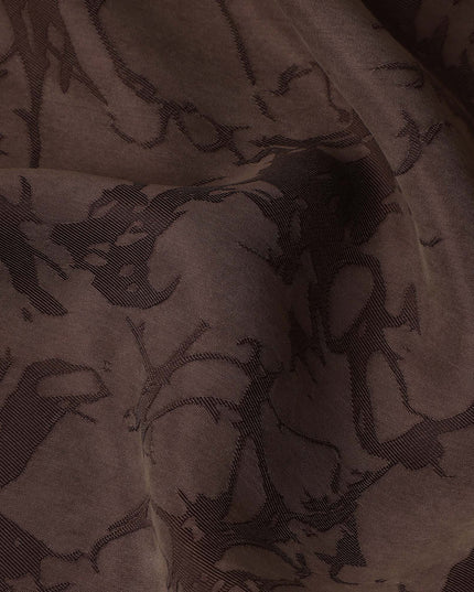 Chocolate Brown Textured Sustainable Cupro Fabric made of Bemberg with Artistic Marble Design and Smooth Silky Finish, 140 Cms Width, Made in China-D25900