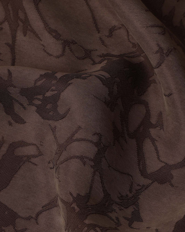 Chocolate Brown Textured Sustainable Cupro Fabric made of Bemberg with Artistic Marble Design and Smooth Silky Finish, 140 Cms Width, Made in China-D25900