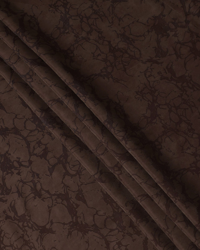 Chocolate Brown Textured Sustainable Cupro Fabric made of Bemberg with Artistic Marble Design and Smooth Silky Finish, 140 Cms Width, Made in China-D25900