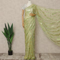 Pistachio Green Premium French Silk Chiffon Saree With Metallic Woven Pattern 5.5 Mtrs Length 110 Cms Width, Made in France and  Blouse Not Included-D27226