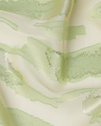 Mint Green Premium Pure Silk Chiffon Fabric with Metallic Lurex Design 110 Cms Width, Made in France-D25835