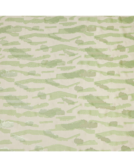 Pistachio Green Premium French Silk Chiffon Saree With Metallic Woven Pattern 5.5 Mtrs Length 110 Cms Width, Made in France and  Blouse Not Included-D27226