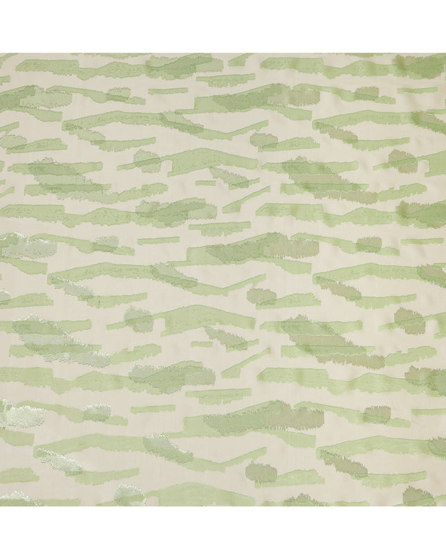 Mint Green Premium Pure Silk Chiffon Fabric with Metallic Lurex Design 110 Cms Width, Made in France-D25835