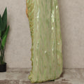 Pistachio Green Premium French Silk Chiffon Saree With Metallic Woven Pattern 5.5 Mtrs Length 110 Cms Width, Made in France and  Blouse Not Included-D27226