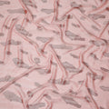 Peach Pink Premium Pure Silk Chiffon Fabric with Metallic Lurex Design 110 Cms Width, Made in France-D25836