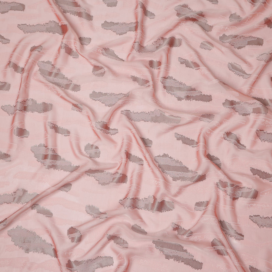 Peach Pink Premium Pure Silk Chiffon Fabric with Metallic Lurex Design 110 Cms Width, Made in France-D25836