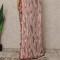 Blush Pink Premium French Silk Chiffon Saree With Brown Metallic Abstract Woven Design 5.5 Mtrs Length 110 Cms Width, Made in France and  Blouse Not Included-D27229