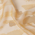 Champagne Gold Premium Pure Silk Chiffon Fabric with Metallic Lurex Design 110 Cms Width, Made in France-D25837