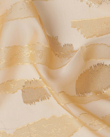 Champagne Gold Premium Pure Silk Chiffon Fabric with Metallic Lurex Design 110 Cms Width, Made in France-D25837