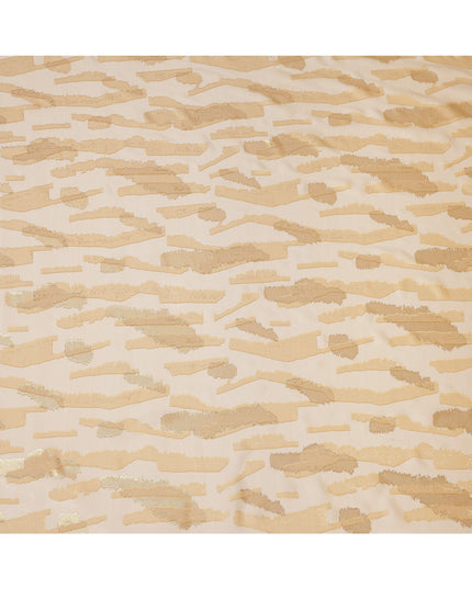 Champagne Gold Premium Pure Silk Chiffon Fabric with Metallic Lurex Design 110 Cms Width, Made in France-D25837