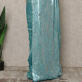 Aqua Blue Premium French Silk Chiffon Saree With Metallic Abstract Woven Design 5.5 Mtrs Length 110 Cms Width, Made in France and  Blouse Not Included-D27227