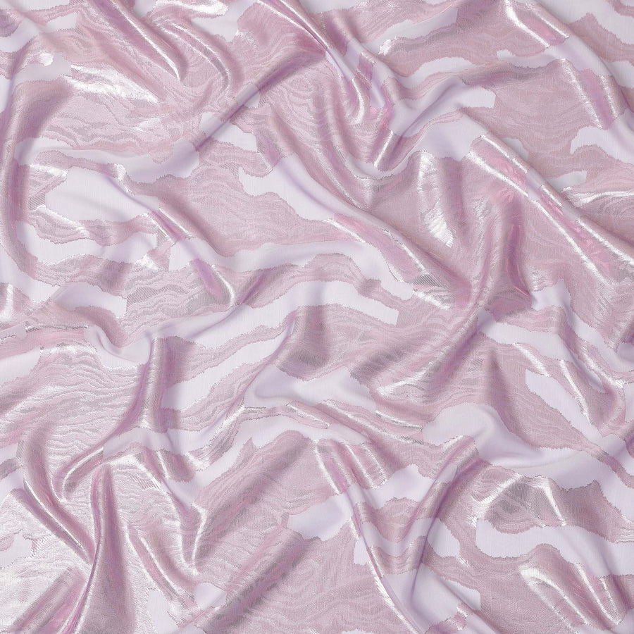 Blush Pink Premium Pure Silk Chiffon Fabric with Metallic Lurex Design 110 Cms Width, Made in France-D25834