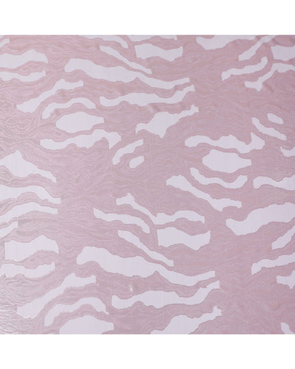 Blush Pink Premium Pure Silk Chiffon Fabric with Metallic Lurex Design 110 Cms Width, Made in France-D25834