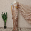 Rose Gold Brown Premium French Silk Chiffon Saree With Metallic Abstract Woven Design 5.5 Mtrs Length 110 Cms Width, Made in France and  Blouse Not Included-D27228